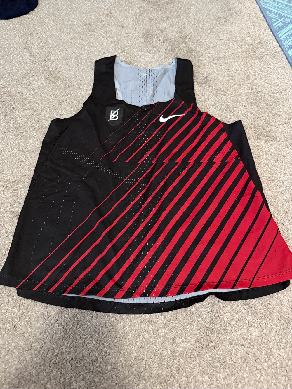 Nike Black and Red Diagonal Stripe Athletic Tank